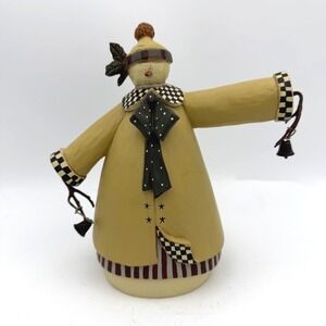 Williraye Studio Snowman Figurine Margaret 8.5" Yellow Folk Art WW2411